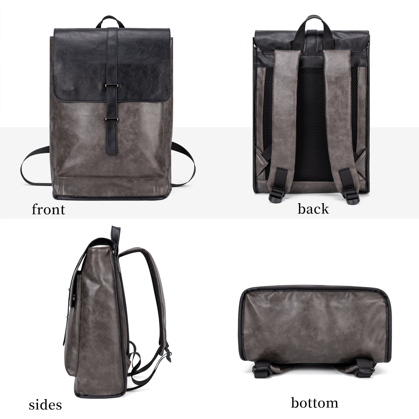 Vintage Faux Leather Laptop Backpack