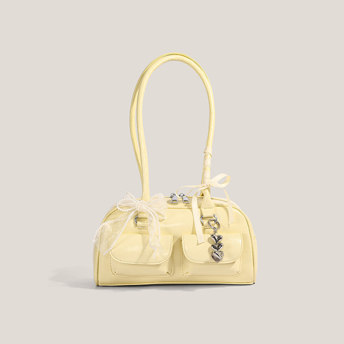Yunjin Inspired Mini Bowling Bag for Women – Korean Style Shoulder & interior organization view