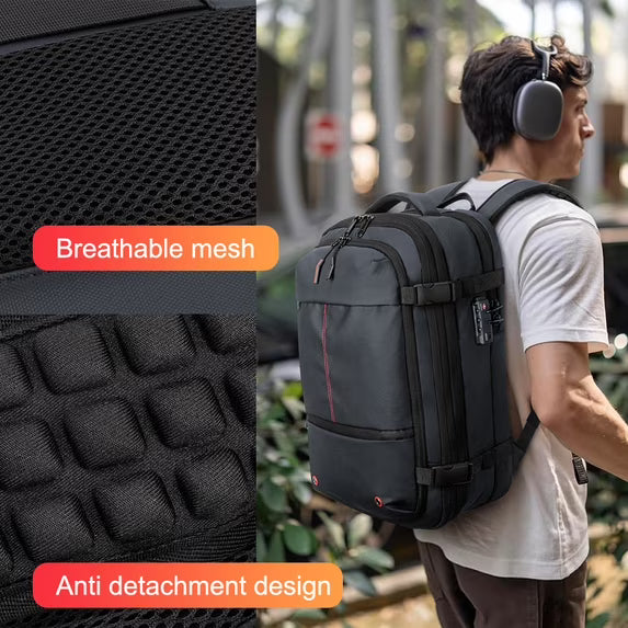 Grey Vacuum Backpack for Travel Water Resistant , Kabaqoo 60L Expandable Vacuum Compression Bag with Electric Vacuum Pump, TSA Lock, Wet Dry Separation, Gifts