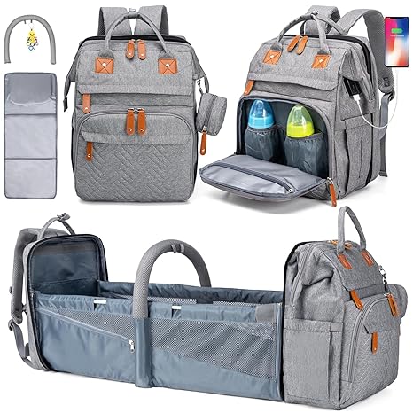 Diaper Bag Backpack with Detachable Changing Station, Large Capacity Baby Diaper Bags for Boys & Girls