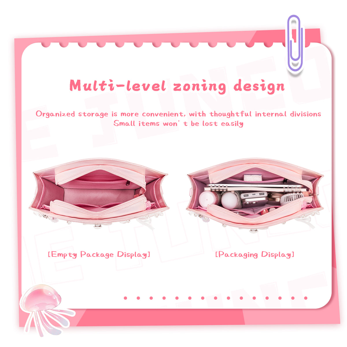 Conch Shell Tote Ita Bag with multi-level interior storage