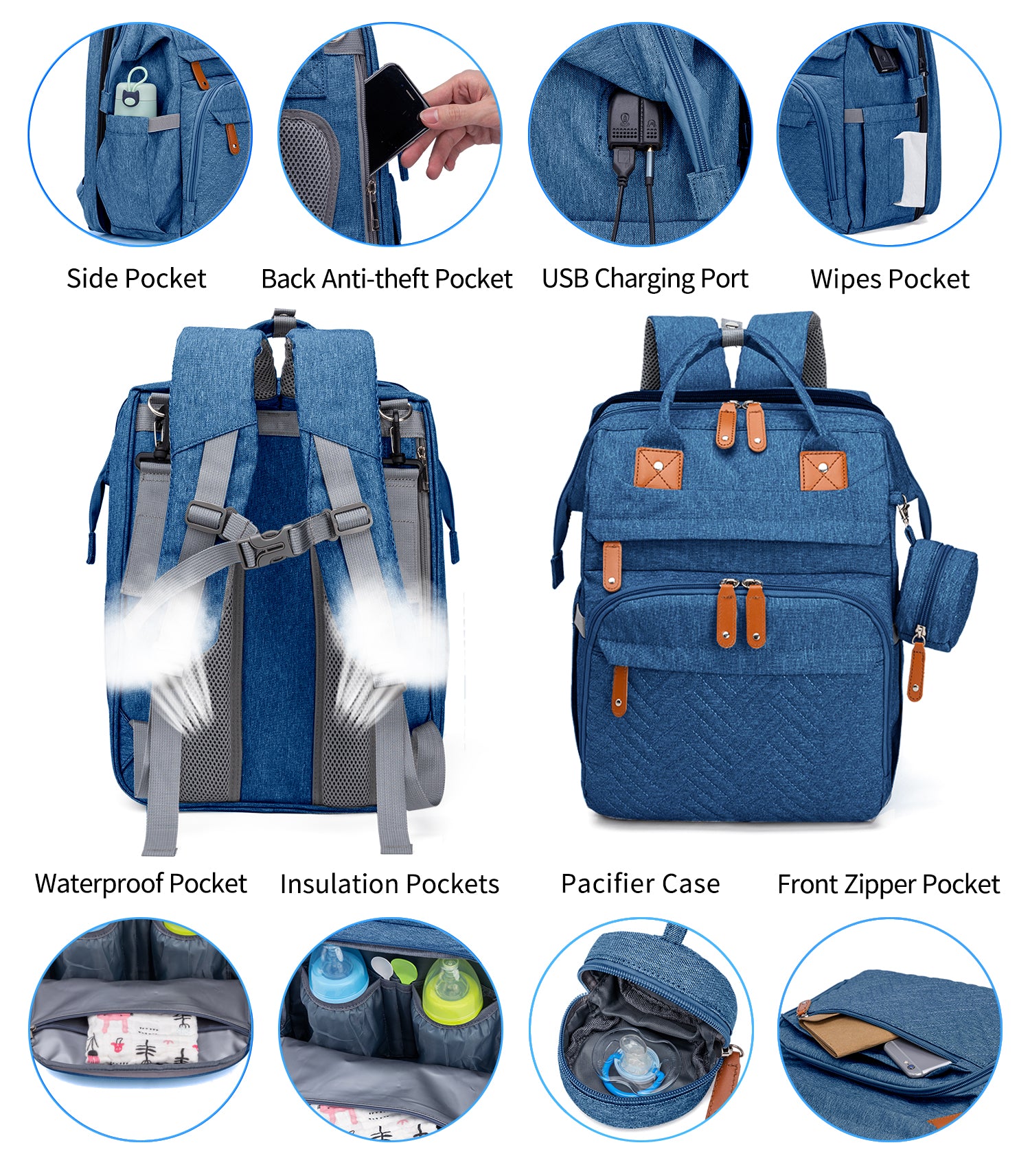 Large Mommy Backpack Diaper Bags turns into a Changing Bed MMB-2s