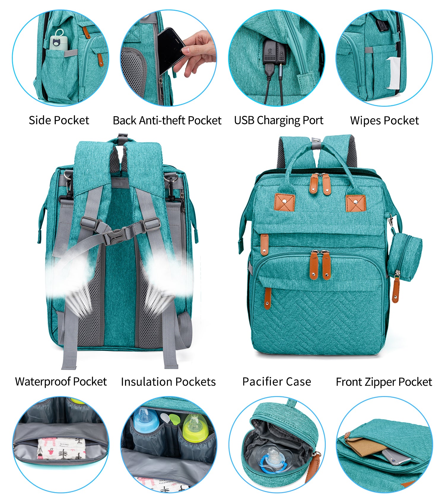 Large Mommy Backpack Diaper Bags turns into a Changing Bed MMB-2s