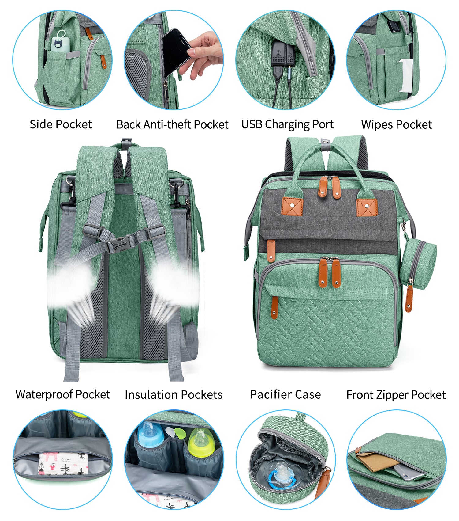 Large Mommy Backpack Diaper Bags turns into a Changing Bed MMB-2s