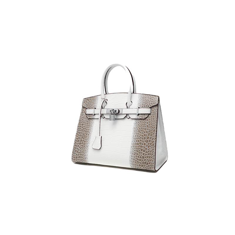 High-gloss Leather Stone Pattern Platinum Bag