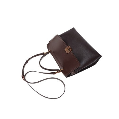 Vintage Leather  Lock Shoulder Crossbody Bag