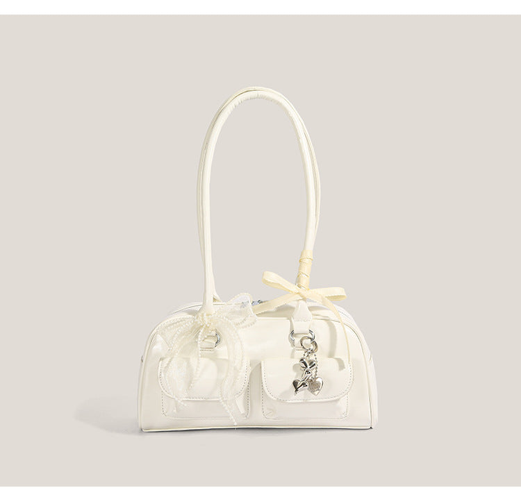 Yunjin Inspired Mini Bowling Bag for Women – Korean Style Shoulder & back view