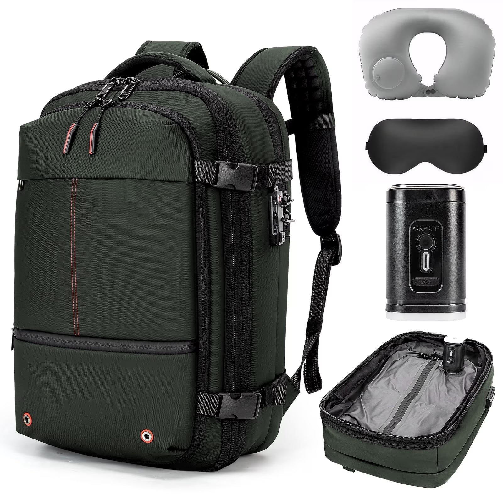Vacuum Backpack for Travel Water Resistant , Kabaqoo 60L Expandable Vacuum Compression Bag with Electric Vacuum Pump, TSA Lock, Wet Dry Separation, Gifts