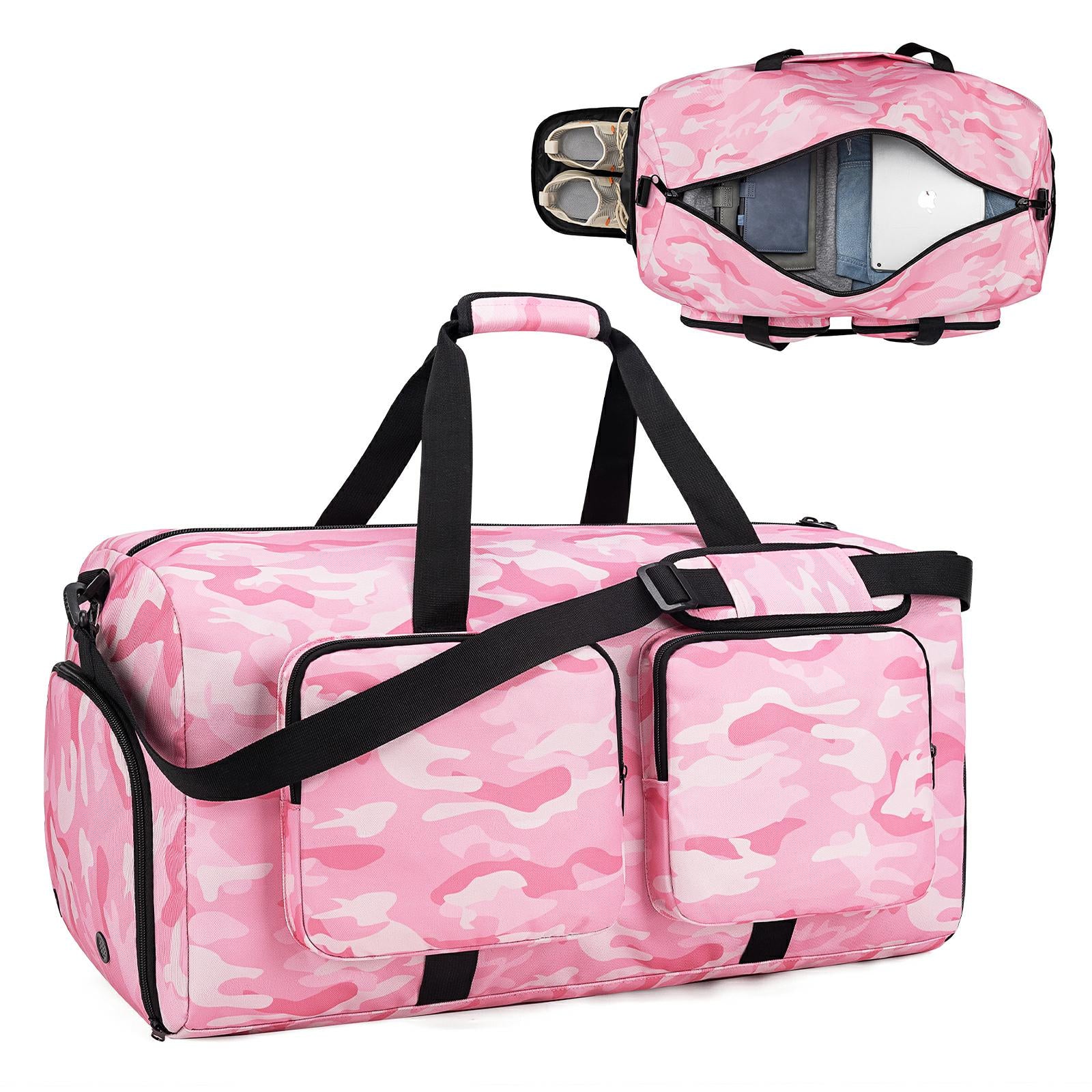 Large Capacity Weekend Duffle Travel Bag Gym Bag with Shoe Compartment