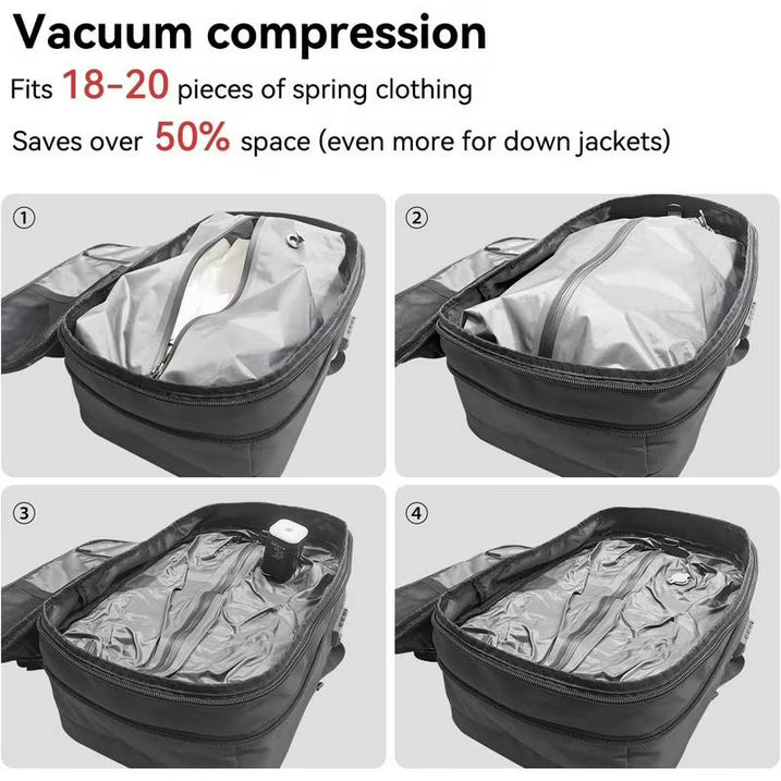 Vacuum Backpack for Travel Water Resistant , Kabaqoo 60L Expandable Vacuum Compression Bag with Electric Vacuum Pump, TSA Lock, Wet Dry Separation, Gifts