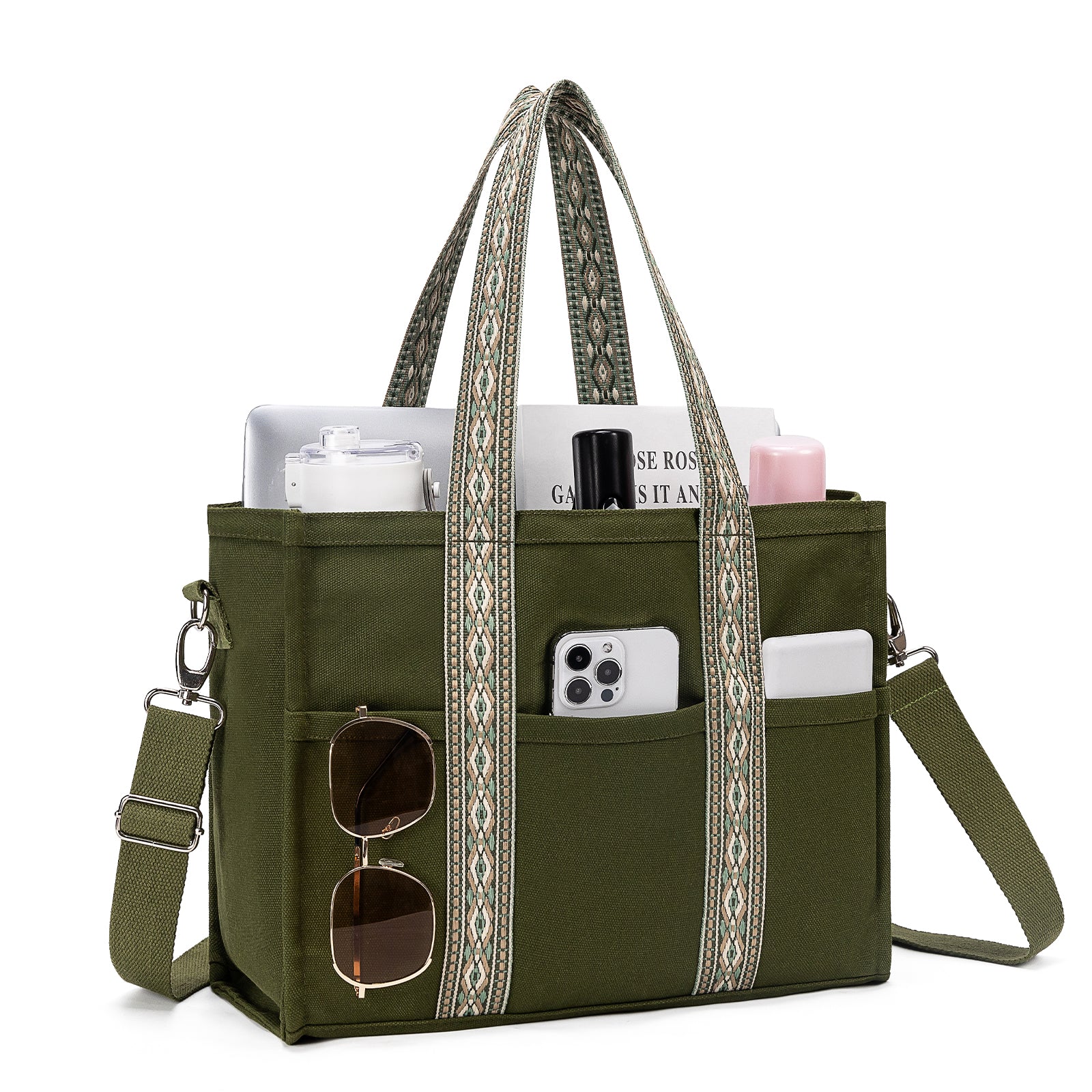 Canvas Tote bag set with Purse Bag Organizer Insert