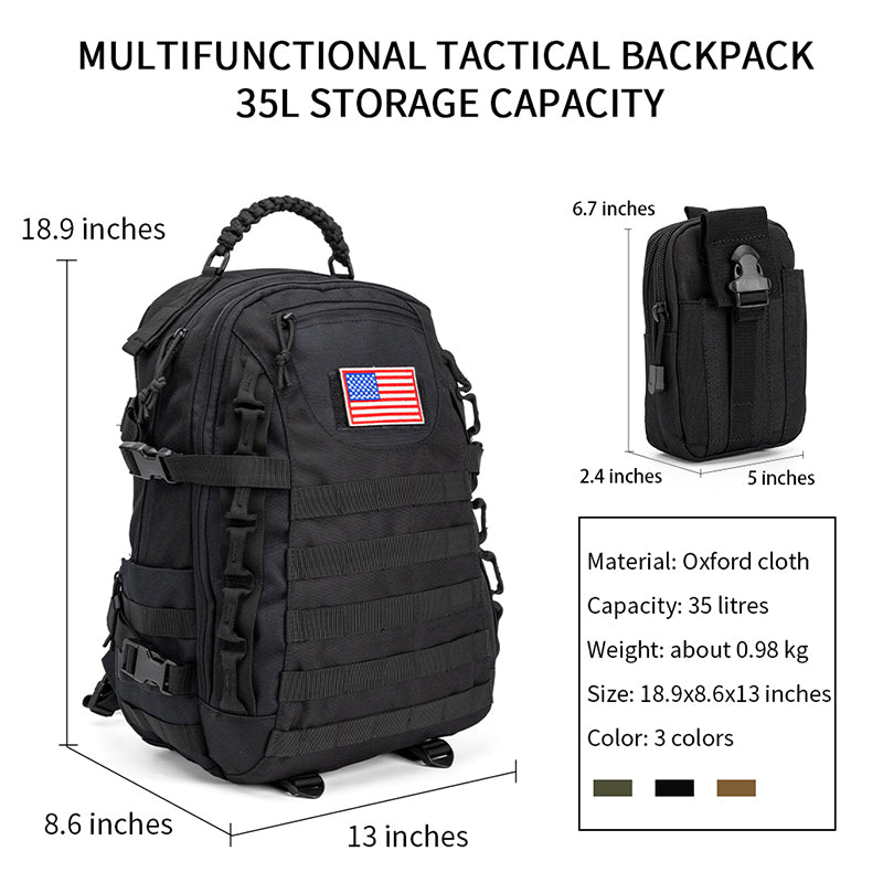 Large Military Tactical Backpack Travel Waterproof