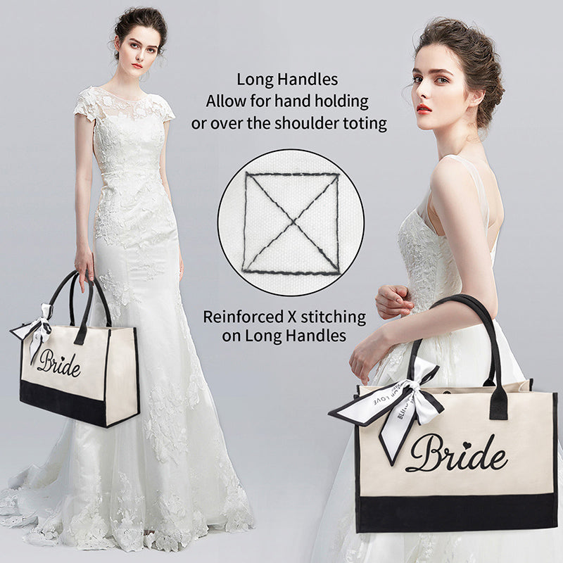 Bride Embroidery Canvas Tote HandBag, Bridal Shower Gift FBD-1#Bride