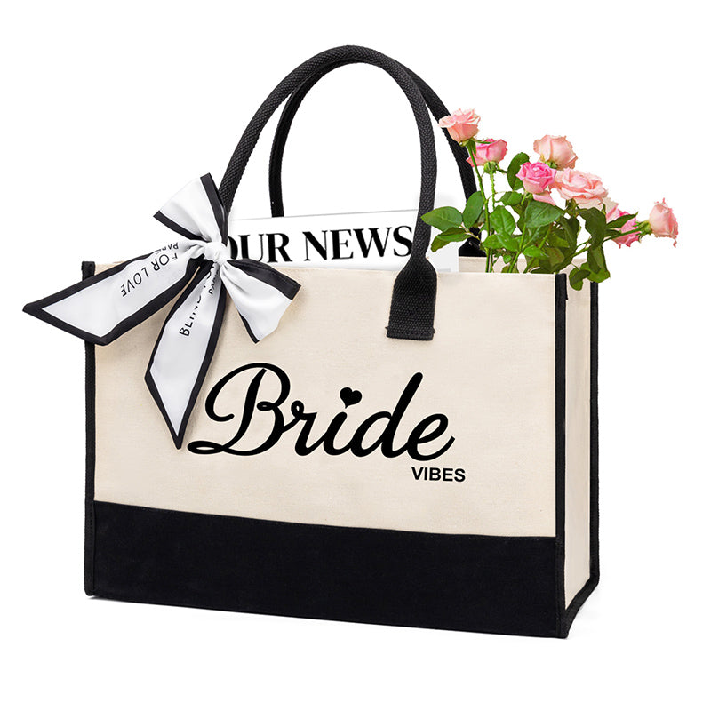 Bride Embroidery Canvas Tote HandBag, Bridal Shower Gift FBD-1#Bride